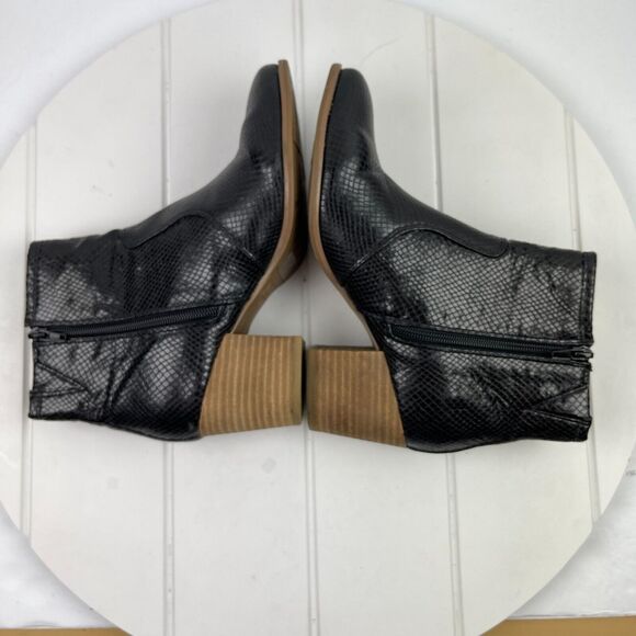 CARLOS By Carlos Santana Rowan Womens 8 M Western Ankle Boots Black Snakeskin - Picture 6 of 8